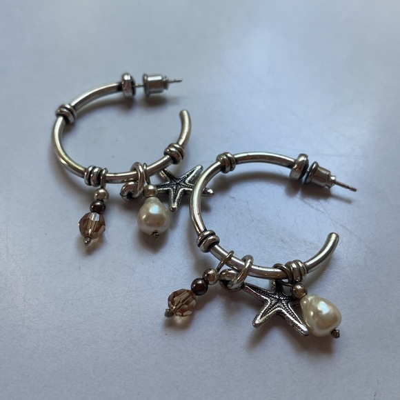 Brighton‎ Starfish Hoop Earrings with Pearl Accent and Beads Dangle - Picture 4 of 7